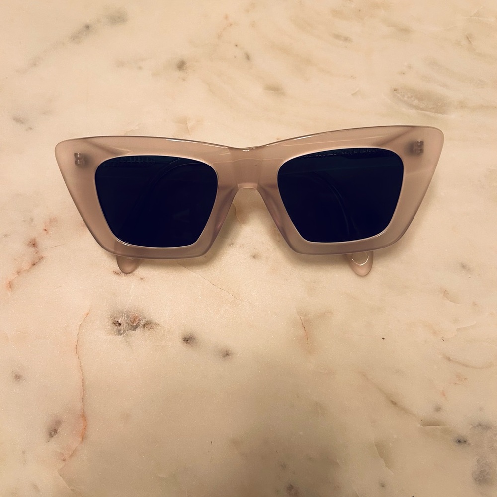 Neiman Marcus Cream Cat-Eye Sunglasses
